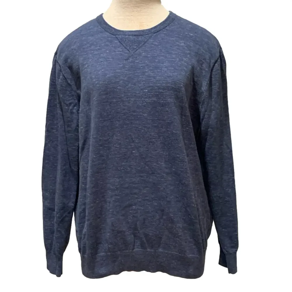 J Crew sz L blue 100% cotton crewneck sweater